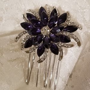 Navy and Rhinestone hairpiece